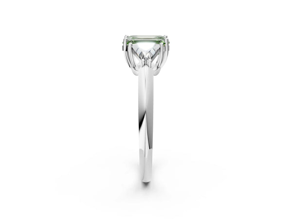 Platinum Emerald Cut Trillion Three Stone Engagement Ring Setting for Fancy Green Center