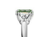 White gold Three-Stone Fancy Green Emerald Cut Cut Diamond Ring with Trillion Side Stones and Four-Prong Setting_16