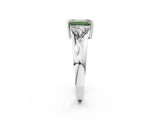 White gold Three-Stone Fancy Green Emerald Cut Cut Diamond Ring with Trillion Side Stones on a Split Shank Band_32