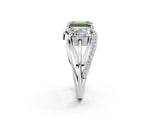 White gold Three-Stone Fancy Green Emerald Cut Cut Diamond Split Shank Prong Set Ring_2