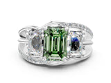 White gold Three-Stone Fancy Green Emerald Cut Cut Diamond Split Shank Prong Set Ring_24