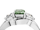 White gold Three-Stone Fancy Green Emerald Cut Cut Diamond Split Shank Prong Set Ring_28