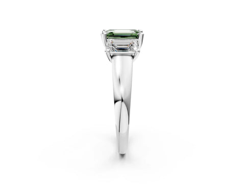 White gold Three-Stone Fancy Green Emerald Cut Cut Solitaire Ring with Classic Prong Setting_14