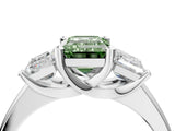 White gold Three-Stone Fancy Green Emerald Cut Cut Solitaire Ring with Classic Prong Setting_4