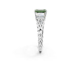 White gold Three-Stone Fancy Green Emerald Cut Diamond Braided Band Ring with Four-Prong Setting_104