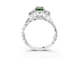 White gold Three-Stone Fancy Green Emerald Cut Diamond Braided Band Ring with Four-Prong Setting_105