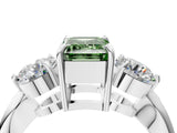 White gold Three-Stone Fancy Green Emerald Cut Diamond Channel Set Engagement Ring with Prong Setting_16
