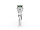 White gold Three-Stone Fancy Green Emerald Cut Diamond Engagement Ring with Pave Band and Prong Setting_14