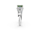 White gold Three-Stone Fancy Green Emerald Cut Diamond Engagement Ring with Pave Band and Prong Setting_14