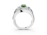 White gold Three-Stone Fancy Green Emerald Cut Diamond Engagement Ring with Pave Band and Prong Setting_15