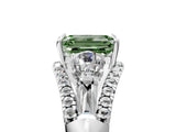 White gold Three-Stone Fancy Green Emerald Cut Diamond Engagement Ring with Pave Band and Prong Setting_17