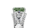 White gold Three-Stone Fancy Green Emerald Cut Diamond Engagement Ring with Pave Band and Prong Setting_17