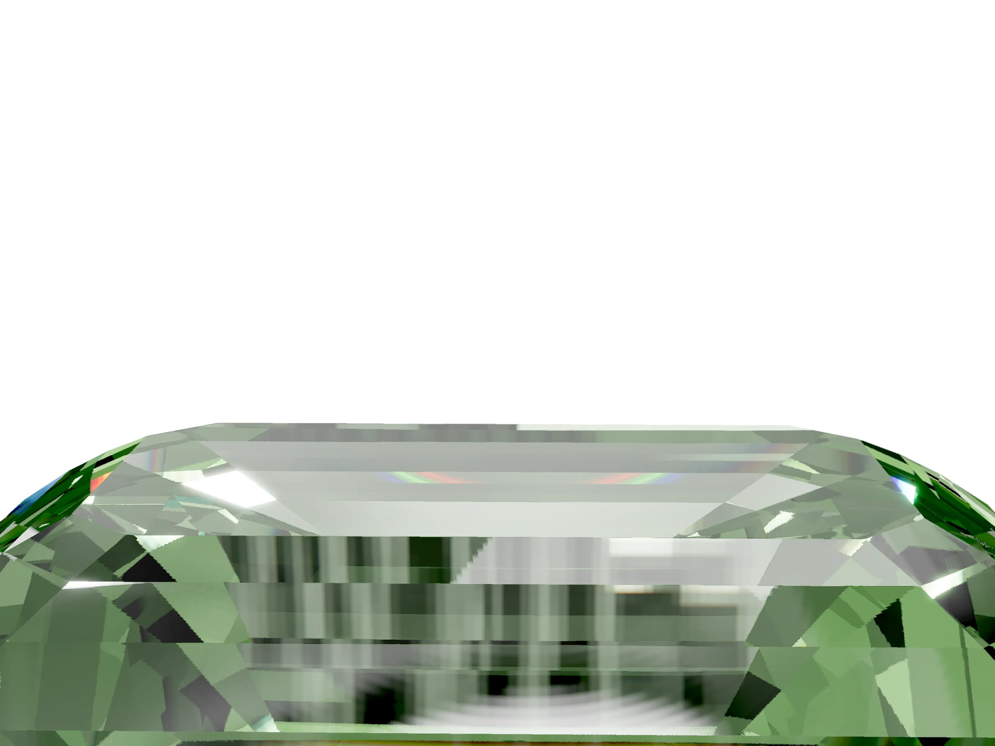 White gold Three-Stone Fancy Green Emerald Cut Diamond Engagement Ring with Pave Band and Prong Setting_5