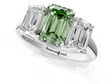 White gold Three-Stone Fancy Green Emerald Cut Diamond Engagement Ring with Prong Setting_16