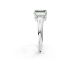White gold Three-Stone Fancy Green Emerald Cut Diamond Engagement Ring with Prong Setting_17