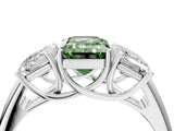 White gold Three-Stone Fancy Green Emerald Cut Diamond Engagement Ring with Prong Setting_19