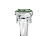 White gold Three-Stone Fancy Green Emerald Cut Diamond Engagement Ring with Prong Setting_20
