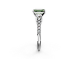 White gold Three-Stone Fancy Green Emerald  Cut Diamond Pavé Band with Four-Prong Setting_30