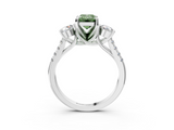 White gold Three-Stone Fancy Green Emerald  Cut Diamond Pavé Band with Four-Prong Setting_31