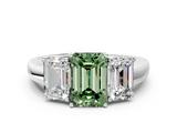 White gold Three-Stone Fancy Green Emerald  Cut Diamond Ring with Channel-Set Band and Four-Prong Setting_49