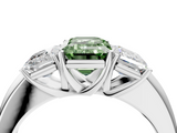 White gold Three-Stone Fancy Green Emerald  Cut Diamond Ring with Channel-Set Band and Four-Prong Setting_53