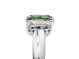 White gold Three-Stone Fancy Green Emerald  Cut Diamond Ring with Channel-Set Band and Four-Prong Setting_54