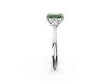 White gold Three-Stone Fancy Green Emerald  Cut Diamond Ring with Pear Side Stones in Four-Prong Setting_111