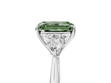 White gold Three-Stone Fancy Green Emerald Cut Diamond Ring with Pear  Side Stones in Four-Prong Setting_65