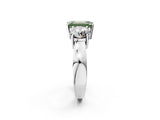 White gold Three-Stone Fancy Green Emerald Cut Diamond Ring with Round Side Stones, Classic Band, and Four-Prong Setting_2