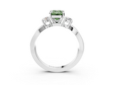 White gold Three-Stone Fancy Green Emerald  Cut Diamond Twist Band with Prong Setting_90
