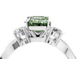 White gold Three-Stone Fancy Green Emerald  Cut Diamond Twist Band with Prong Setting_92