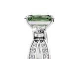 White gold Three-Stone Fancy Green Emerald  Cut Diamond Twist Band with Prong Setting_92