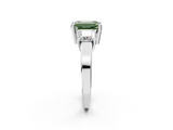 White gold Three-Stone Fancy Green Emerald  Cut Solitaire Ring with Prong Setting_5