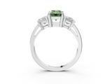White gold Three-Stone Fancy Green Emerald  Cut Solitaire Ring with Prong Setting_6