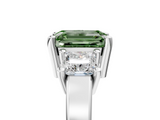 White gold Three-Stone Fancy Green Emerald  Cut Solitaire Ring with Prong Setting_8