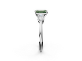 White gold Three-Stone Fancy Green Emerald  Diamond Ring with Pear Side Stones in Four-Prong Setting_66