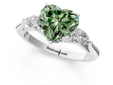 White gold Three-Stone Fancy Green Heart Cut Brilliant Diamond Solitaire Ring with Tapered Band and Four-Prong Setting_41