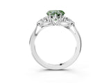 White gold Three-Stone Fancy Green Heart Cut Brilliant Diamond Solitaire Ring with Tapered Band and Four-Prong Setting_43