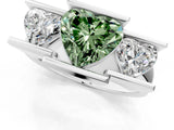 White gold Three Stone Fancy Green Heart Cut Cut Channel Set Diamond Ring_25