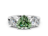 White gold Three-Stone Fancy Green Heart Cut Cut Diamond Engagement Ring with Flat Band and Four-Prong Setting_12