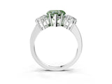 White gold Three-Stone Fancy Green Heart Cut Cut Diamond Engagement Ring with Flat Band and Four-Prong Setting_15