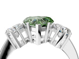 White gold Three-Stone Fancy Green Heart Cut Cut Diamond Engagement Ring with Flat Band and Four-Prong Setting_16
