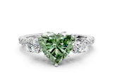 White gold Three-Stone Fancy Green Heart Cut Cut Diamond Pavé Band with Prong Setting_27