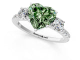 White gold Three-Stone Fancy Green Heart Cut Cut Diamond Pavé Band with Prong Setting_28