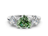 White gold Three-Stone Fancy Green Heart Cut Cut Diamond Ring with Channel Set Band and Four-Prong Setting_12