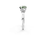 White gold Three-Stone Fancy Green Heart Cut Cut Diamond Ring with Channel Set Band and Four-Prong Setting_14