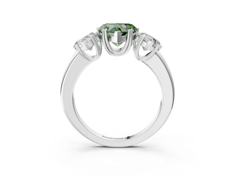 White gold Three-Stone Fancy Green Heart Cut Cut Diamond Ring with Channel Set Band and Four-Prong Setting_3