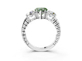 White gold Three-Stone Fancy Green Heart Cut Cut Diamond Ring with Channel-Set Band and Prong Setting_3