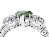White gold Three-Stone Fancy Green Heart Cut Cut Diamond Ring with Channel-Set Band and Prong Setting_4