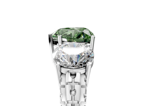 White gold Three-Stone Fancy Green Heart Cut Cut Diamond Ring with Channel-Set Band and Prong Setting_5